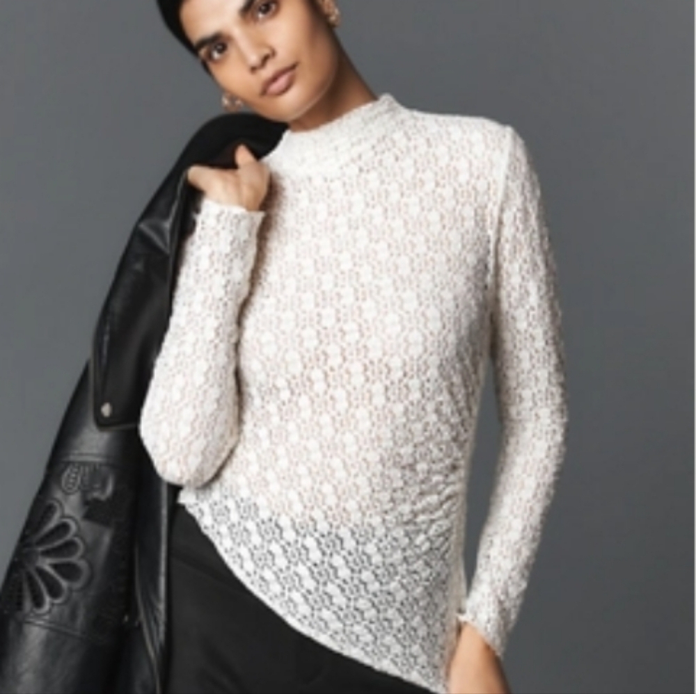 NWT Tops By Anthropologie Smocked Lace Long-Sleeve Top